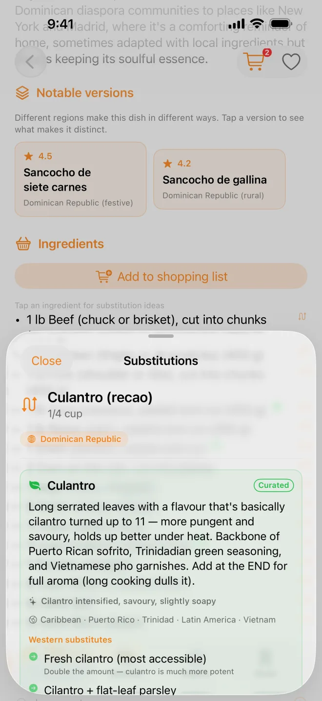 Culantro tapped in Dominican sancocho: notes on the ingredient and swaps you can find at a regular store.